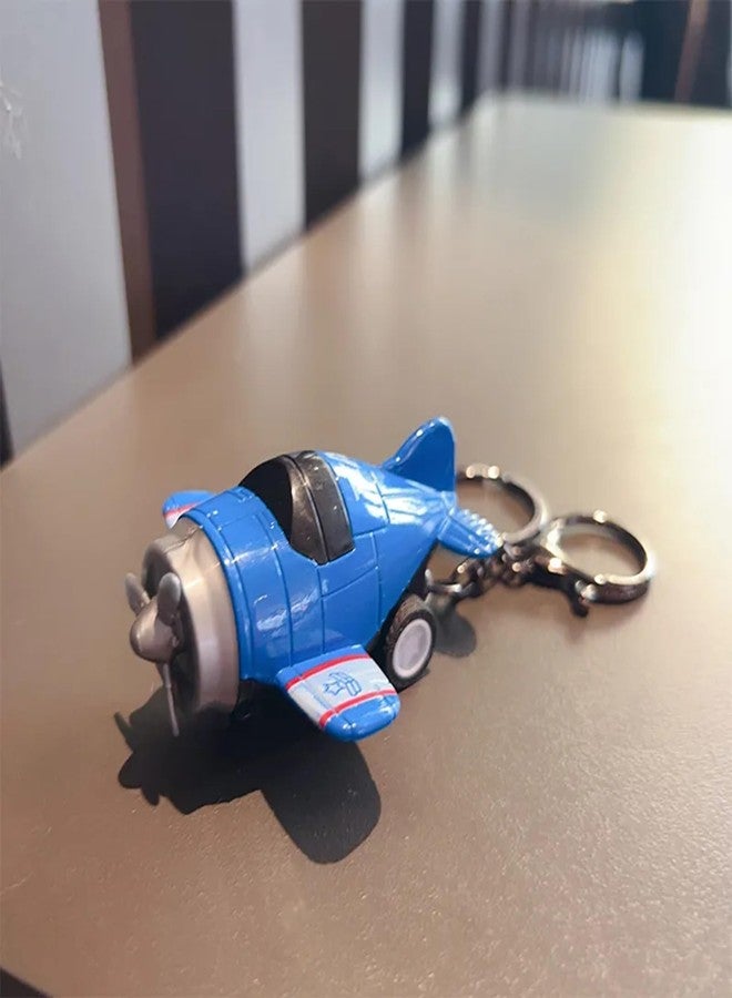 AUGEN Push & Go Metal Toy Car Bike Scooter Plane with Key Hook Keychain Showpice for Kids & Adults (Plane|Blue) - Image 2